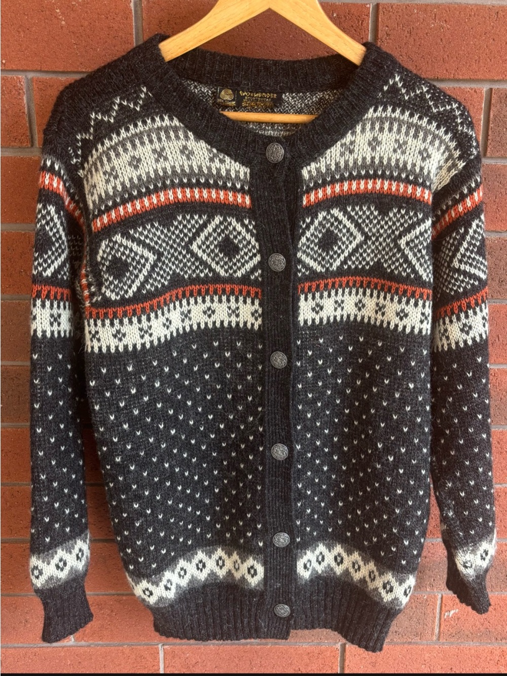 Vintage Norlænder Norwegian Wool Cardigan Sweater Nordic Fair Isle Unisex L